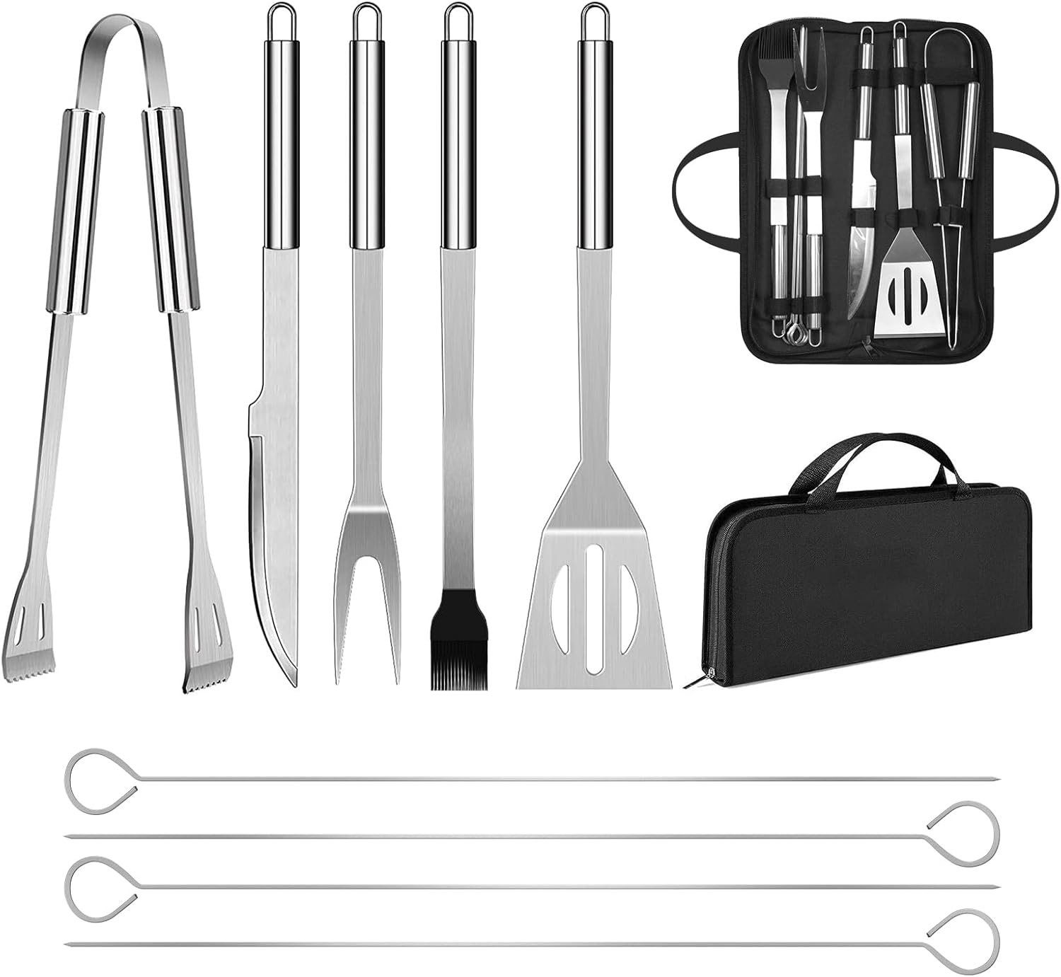 Set van 9 professionele barbecue-accessoires met gemakkelijk te dragen tas