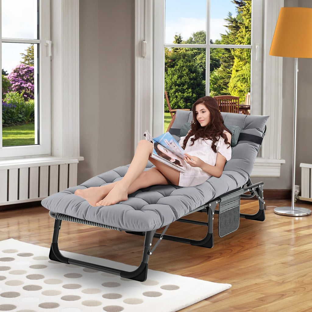 MOPHOTO Opvouwbare tuinligstoel met matras
