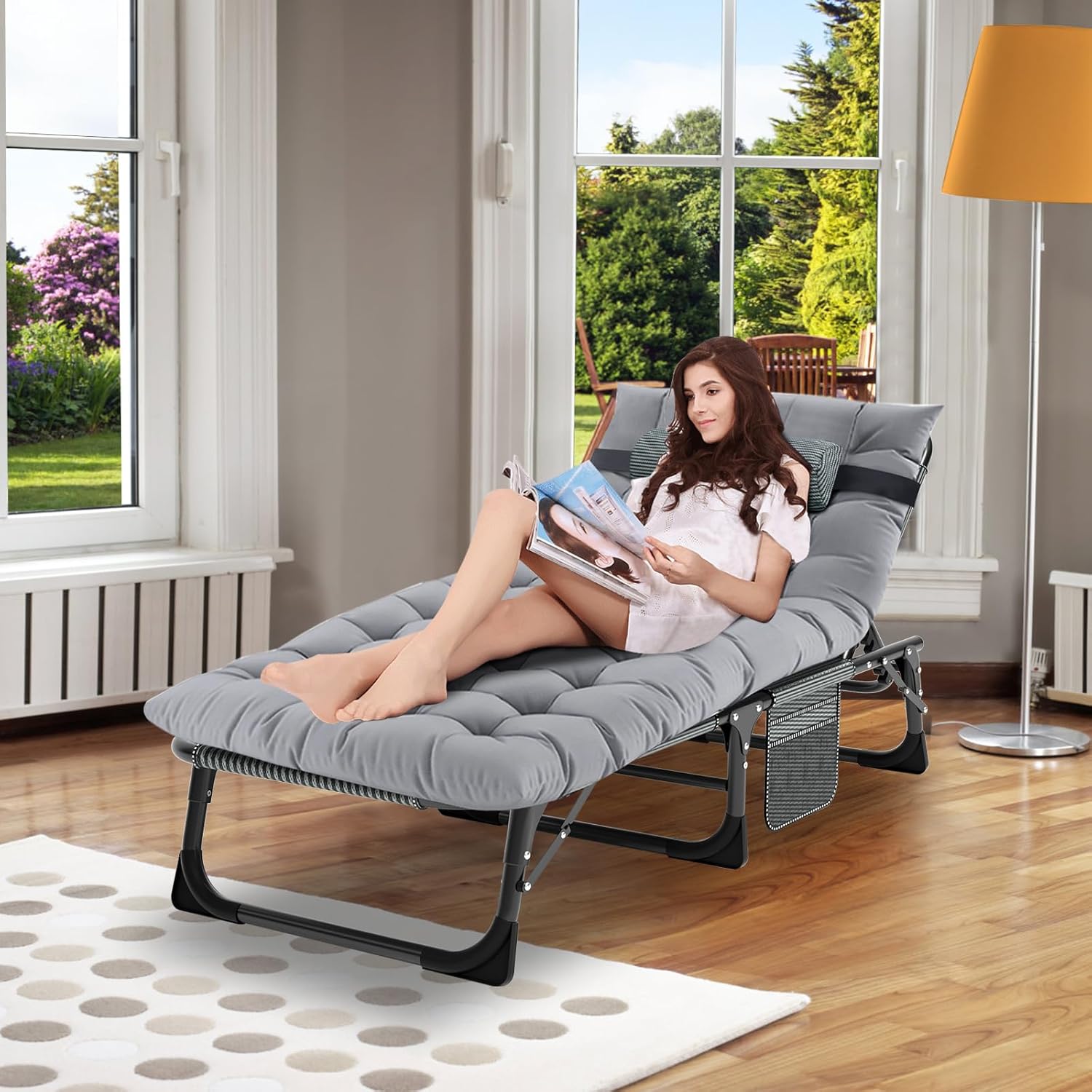 MOPHOTO Opvouwbare tuinligstoel met matras