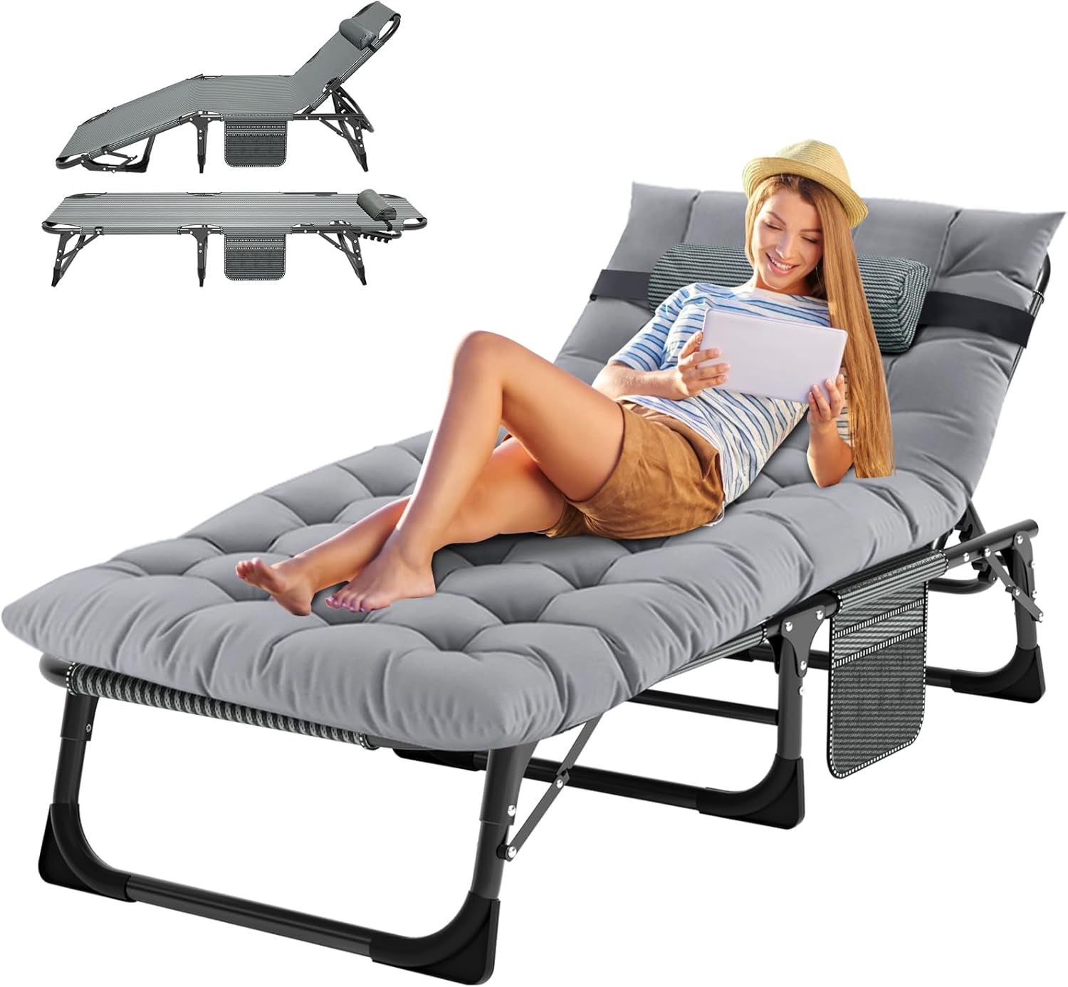 MOPHOTO Opvouwbare tuinligstoel met matras