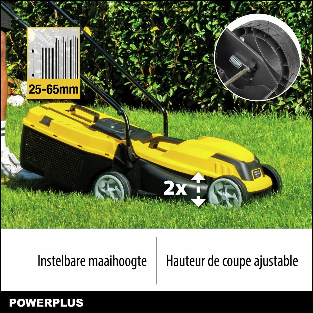 Powerplus POWEG62205 Elektrische grasmaaier, 1300 W, 320 mm Ø, met opvangbak en uitworp achter