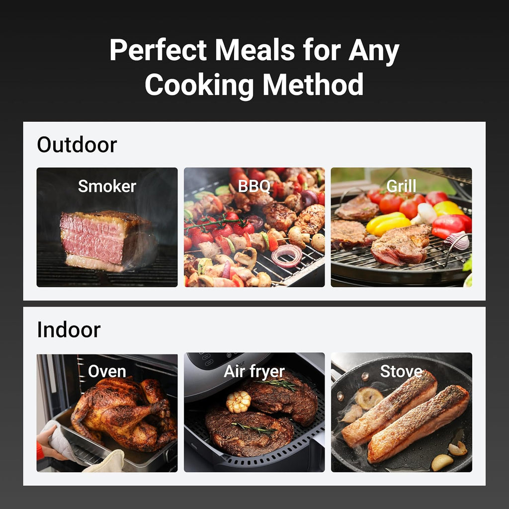 ThermoMaven Intelligente draadloze bluetooth-vleesthermometer: vrijstaande basis, onbeperkt wifi-bereik, 6 sensoren met NIST-gecertificeerde precisie, 2 sondes voor keuken, barbecue, barbecue, oven