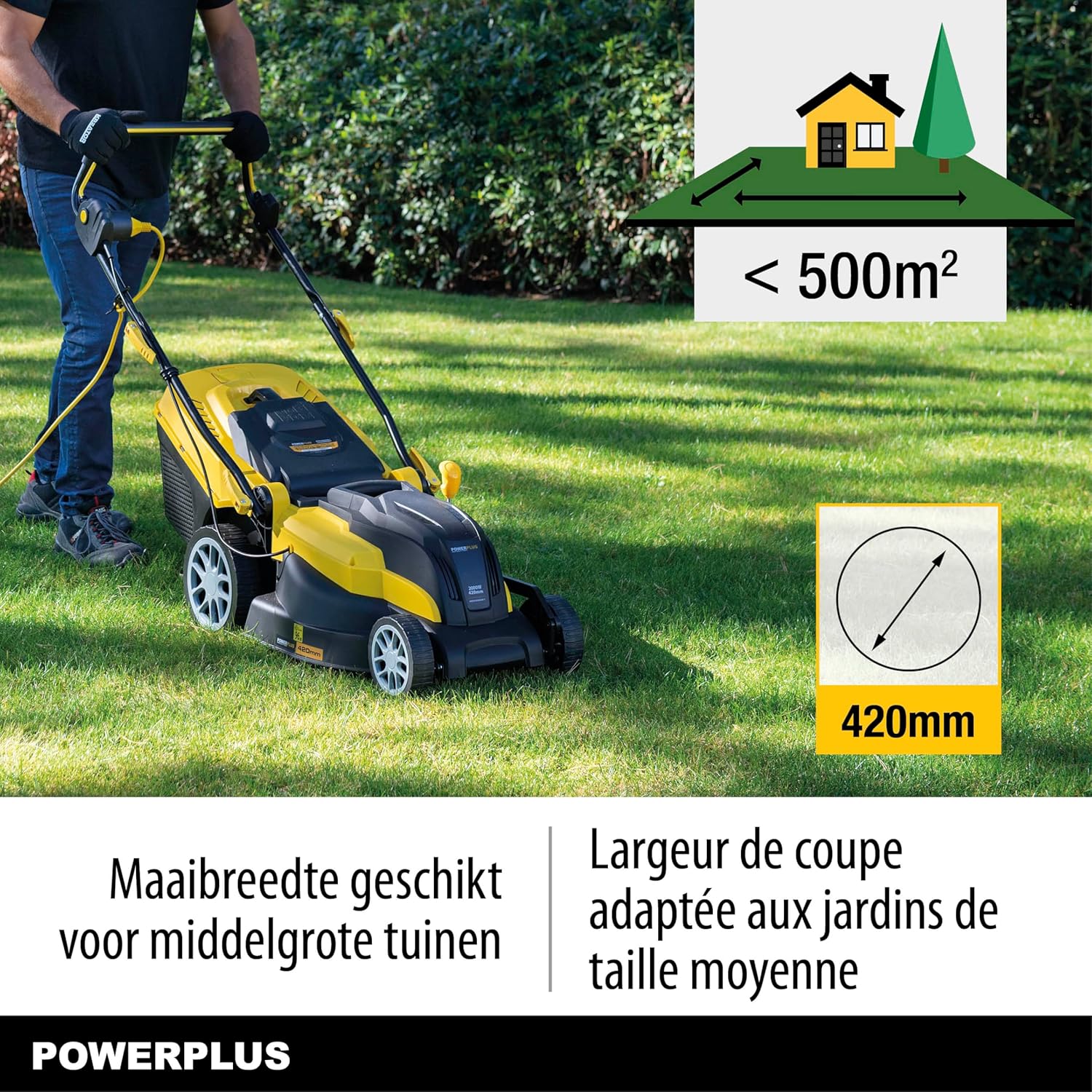 POWERPLUS POWXG6281 grasmaaier, 2000 W, Ø 420 mm